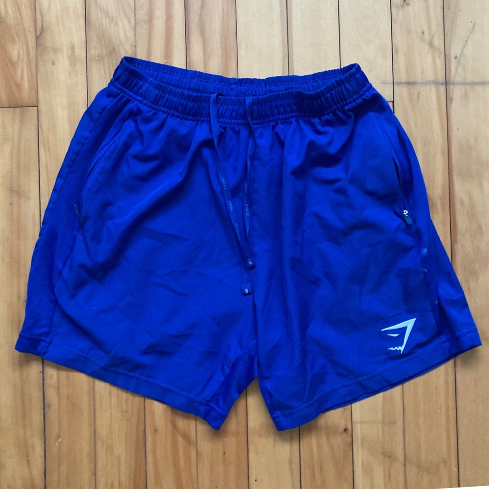 Gymshark Royal Blue Athletic Shorts Mesh Trim Pockets Size Medium
